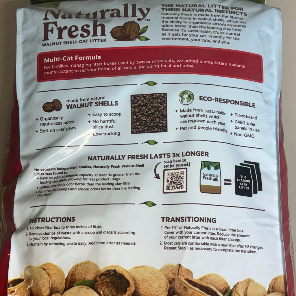 NATURALLY FRESH Walnut Shell Cat Litter Unscented 40Lbs , Red Bag