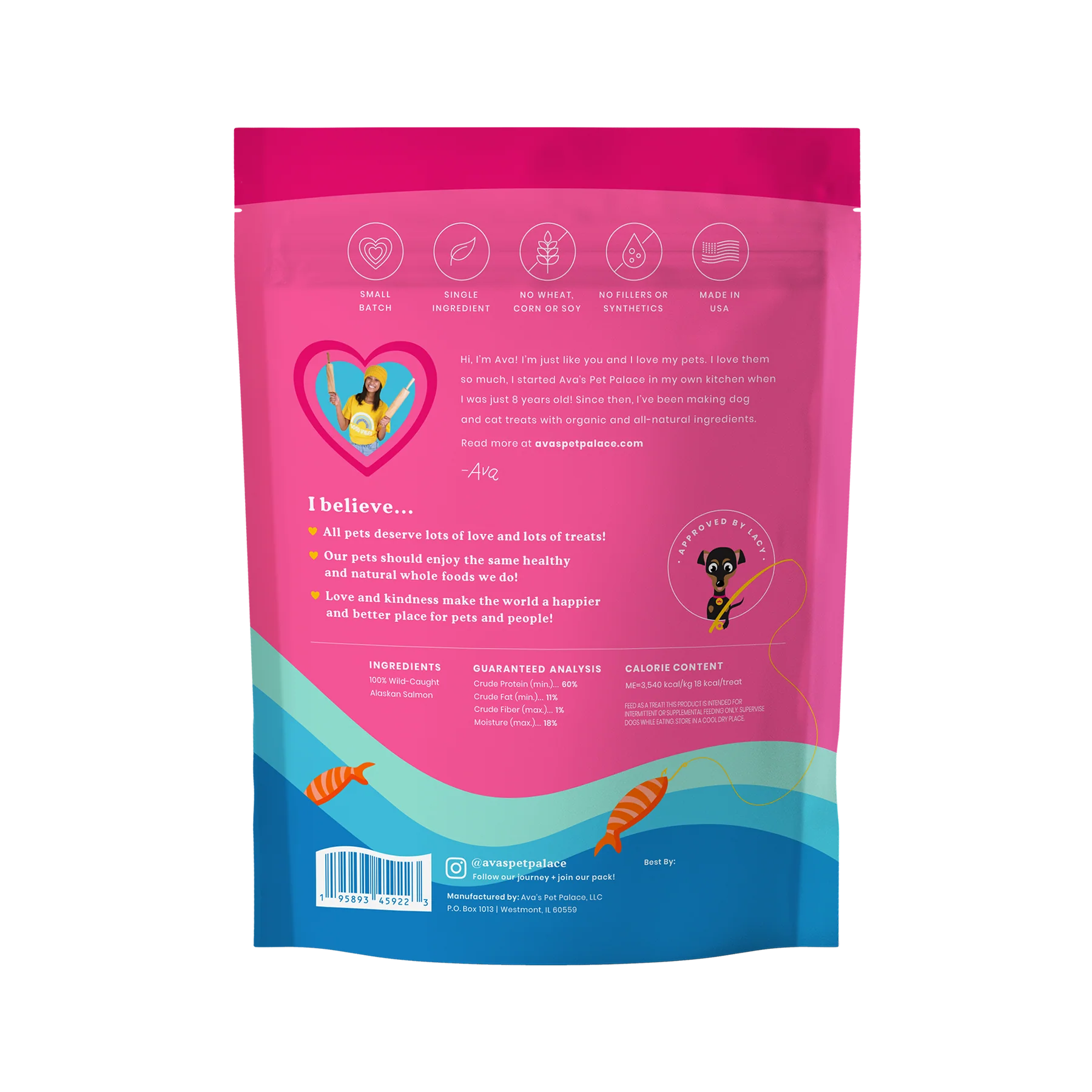 Ava's Pet Palace Crunchy Jerky Dog Treats - Snappin' Salmon Treats (4 oz) American Pet Supplies