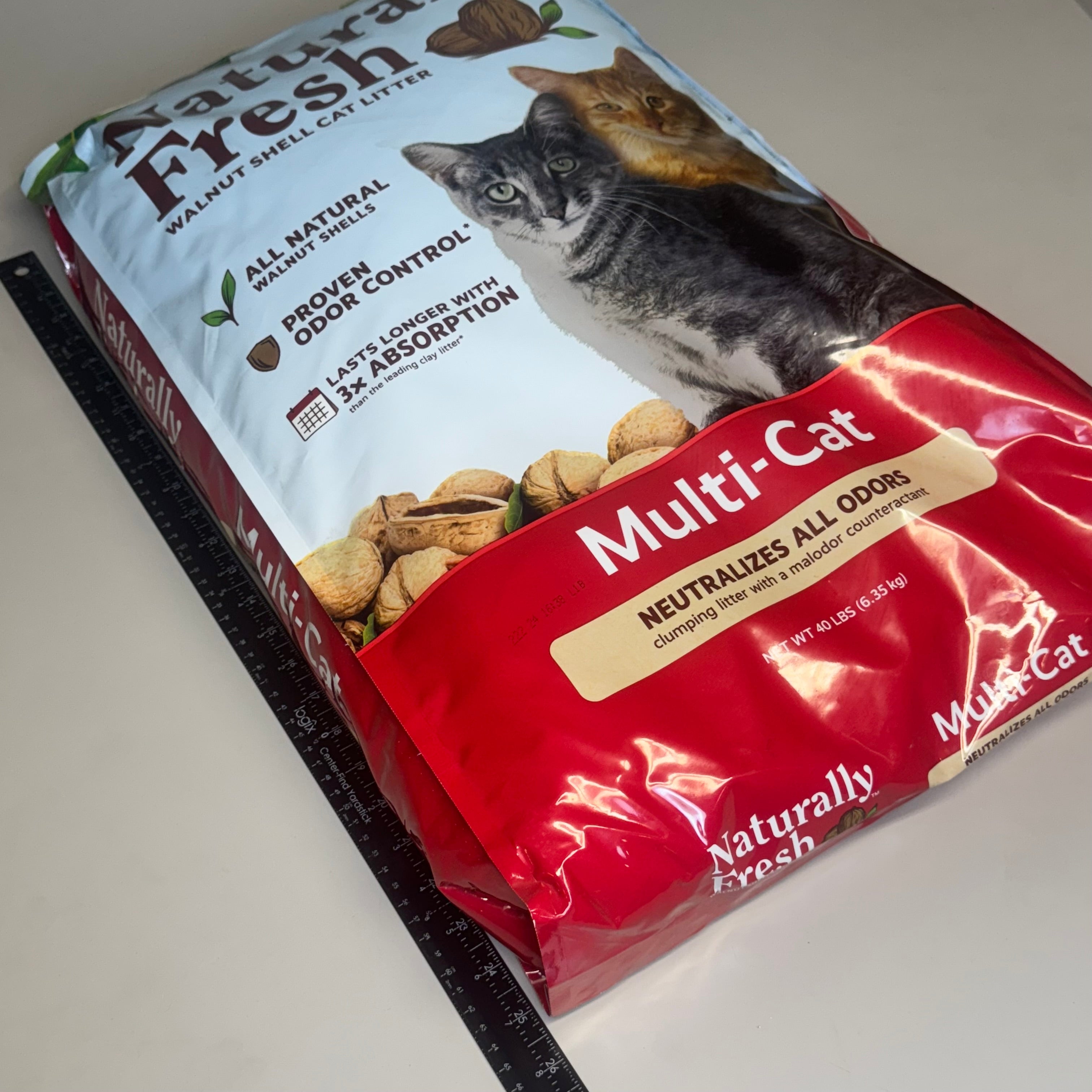 NATURALLY FRESH Walnut Shell Cat Litter Unscented 40Lbs , Red Bag