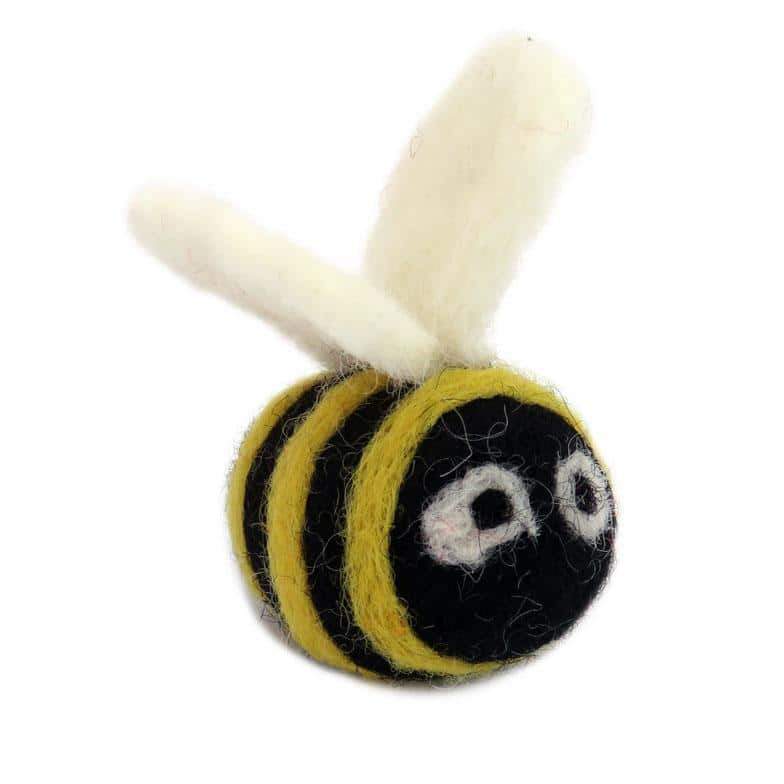 BERTA THE HONEY BEE 100% WOOL, HAND-MADE, ECO CAT TOY ReNewedPet