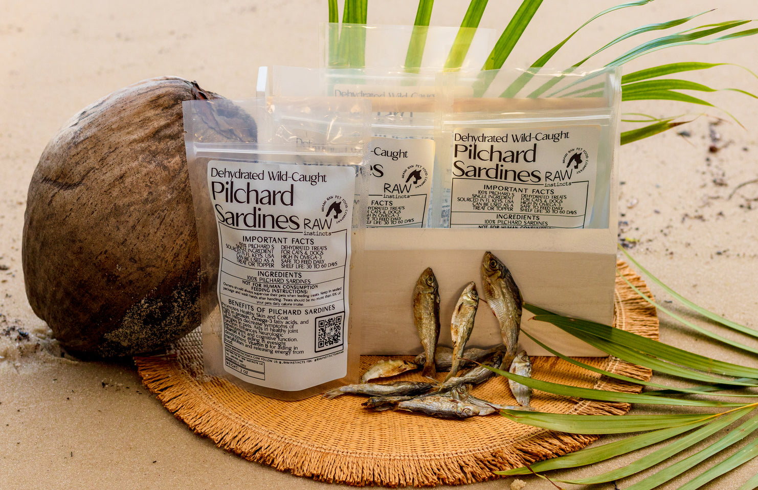 Dehydrated Wild Caught Pilchard Sardines for Cats & Dogs — 100% Single Ingredient | Raw Instincts Florida | 2 oz