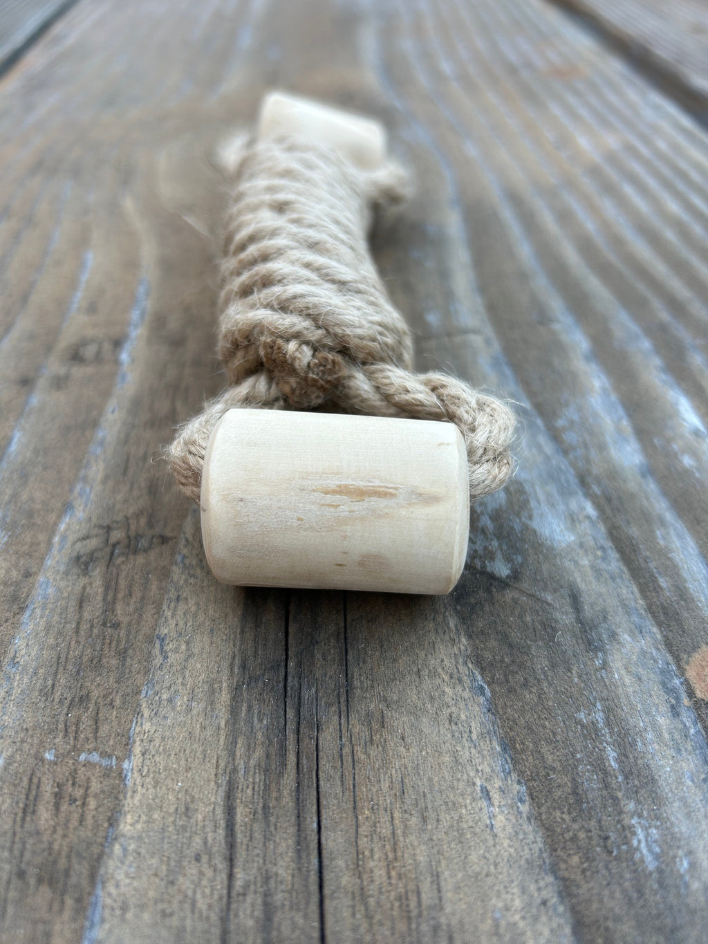 hemp rope + coffee wood toy