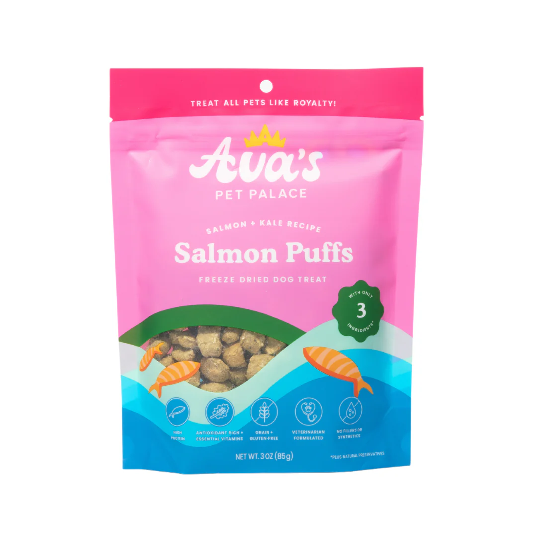 Ava's Pet Palace Freeze Dried Dog Treats - Salmon Puffs (3 oz) American Pet Supplies