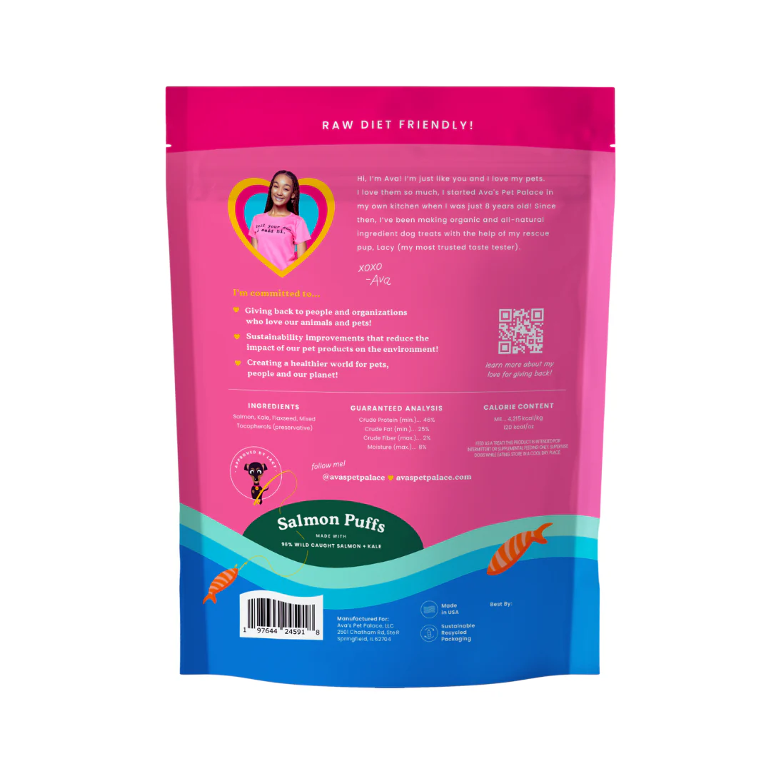 Ava's Pet Palace Freeze Dried Dog Treats - Salmon Puffs (3 oz) American Pet Supplies