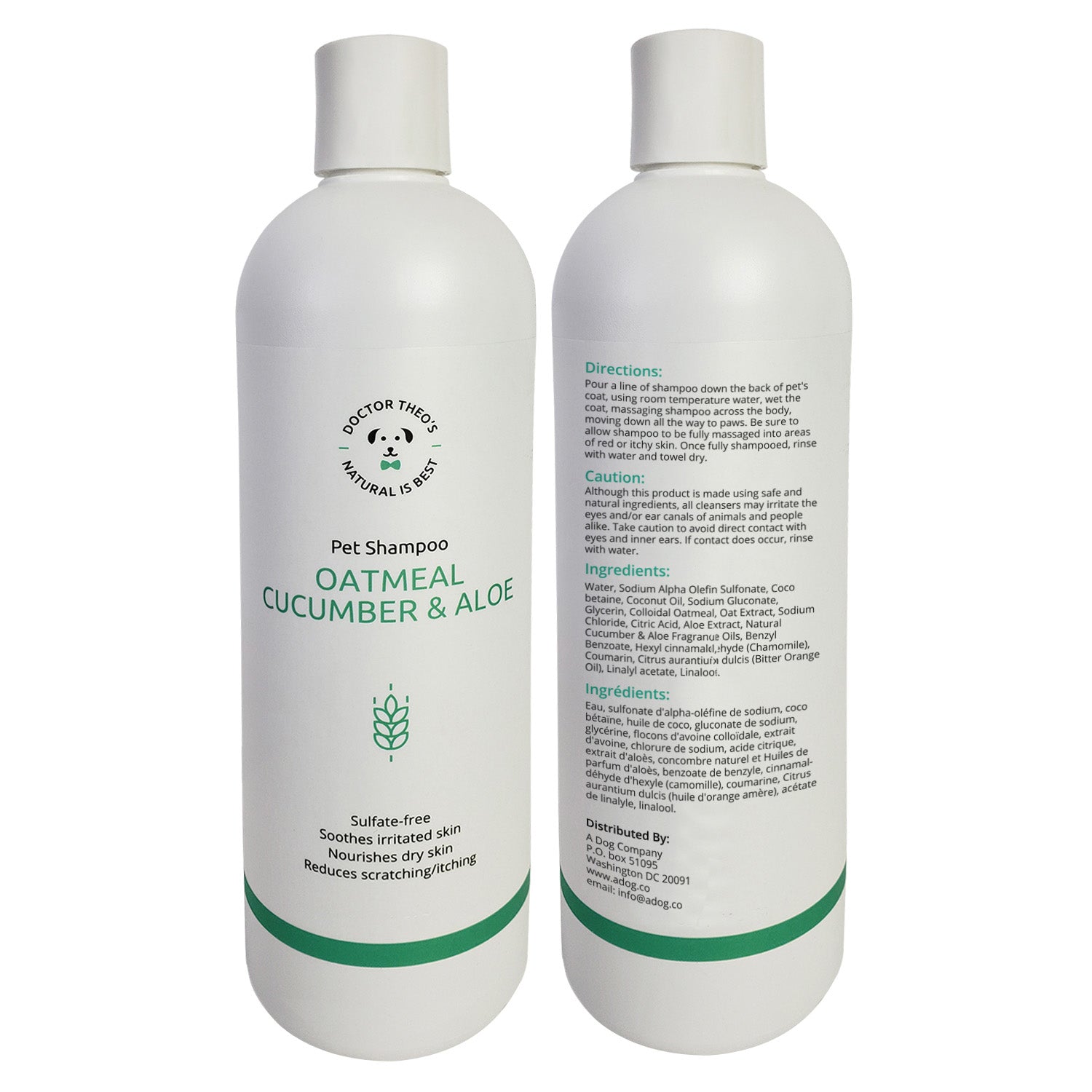Dr. Theo's Dog Shampoo – Oatmeal, Cucumber & Aloe (16 oz) American Pet Supplies
