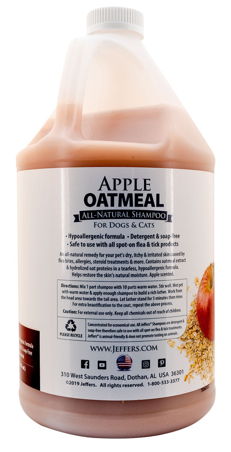 Jeffers Pet Apple Oatmeal All-Natural Hypoallergenic Dry Skin Shampoo for Dogs and Cats