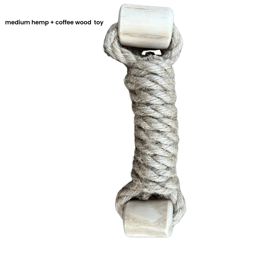 hemp rope + coffee wood toy