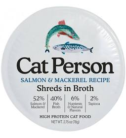 Cat Person Cat Shredded Salmon & Mackerel In Broth 2.75oz The Family Pet