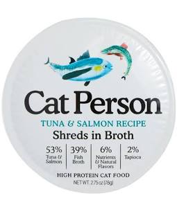 Cat Person Cat Shredded Tuna & Salmon In Broth 2.75oz The Family Pet